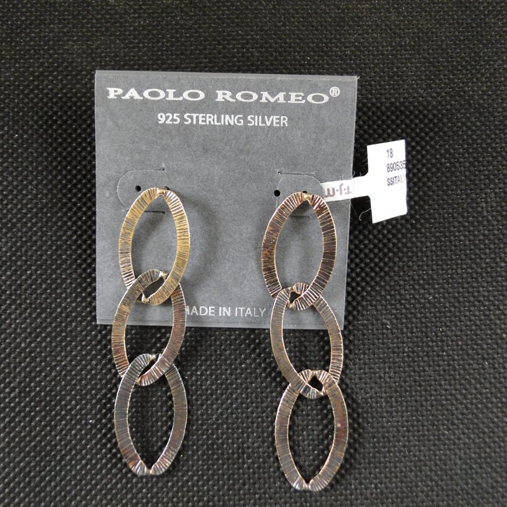Vintage Paolo Romeo Dangle Interlocking Sterling Stud Earrings Italy
